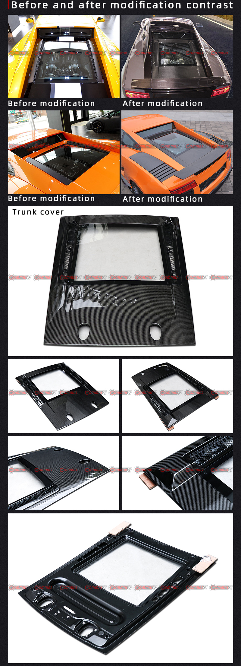 tampa do porta-malas traseiro lambroghini gallardo