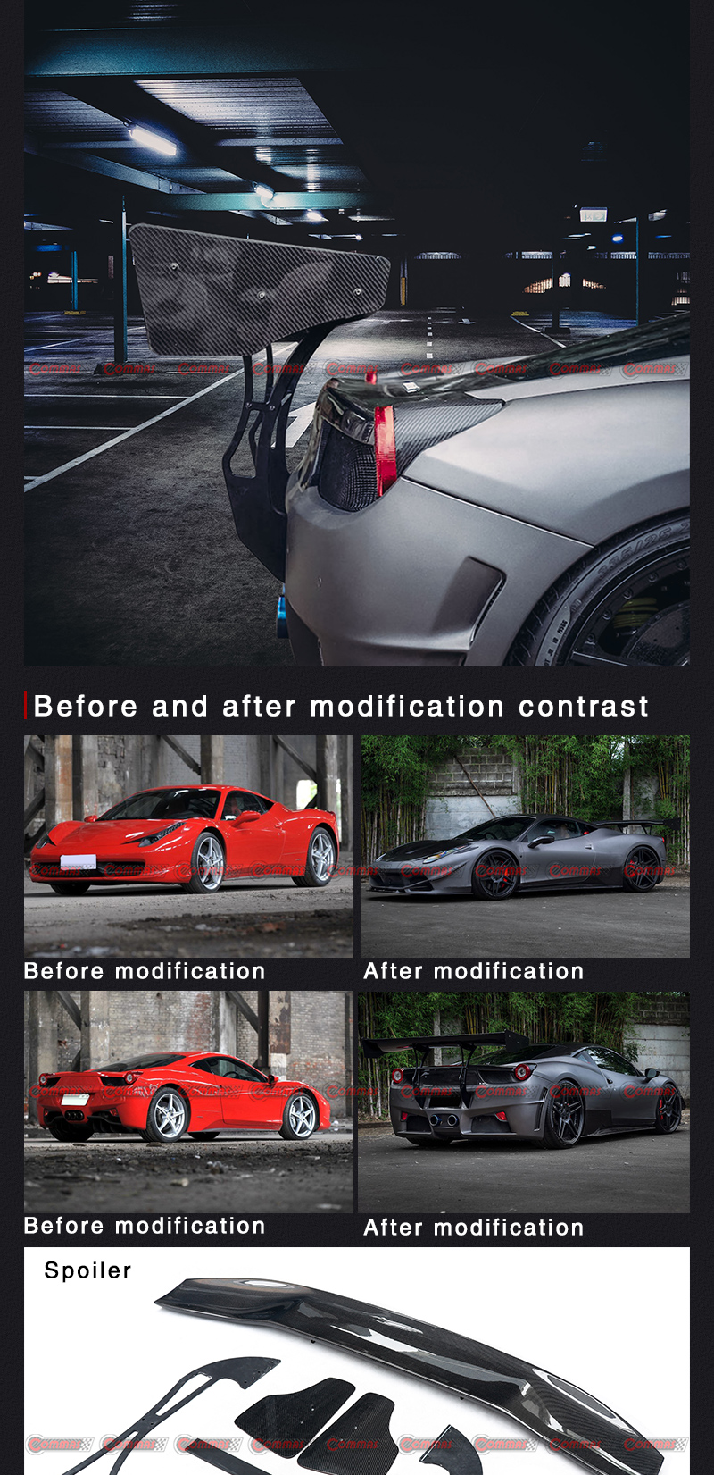 spoiler traseiro f458 svr