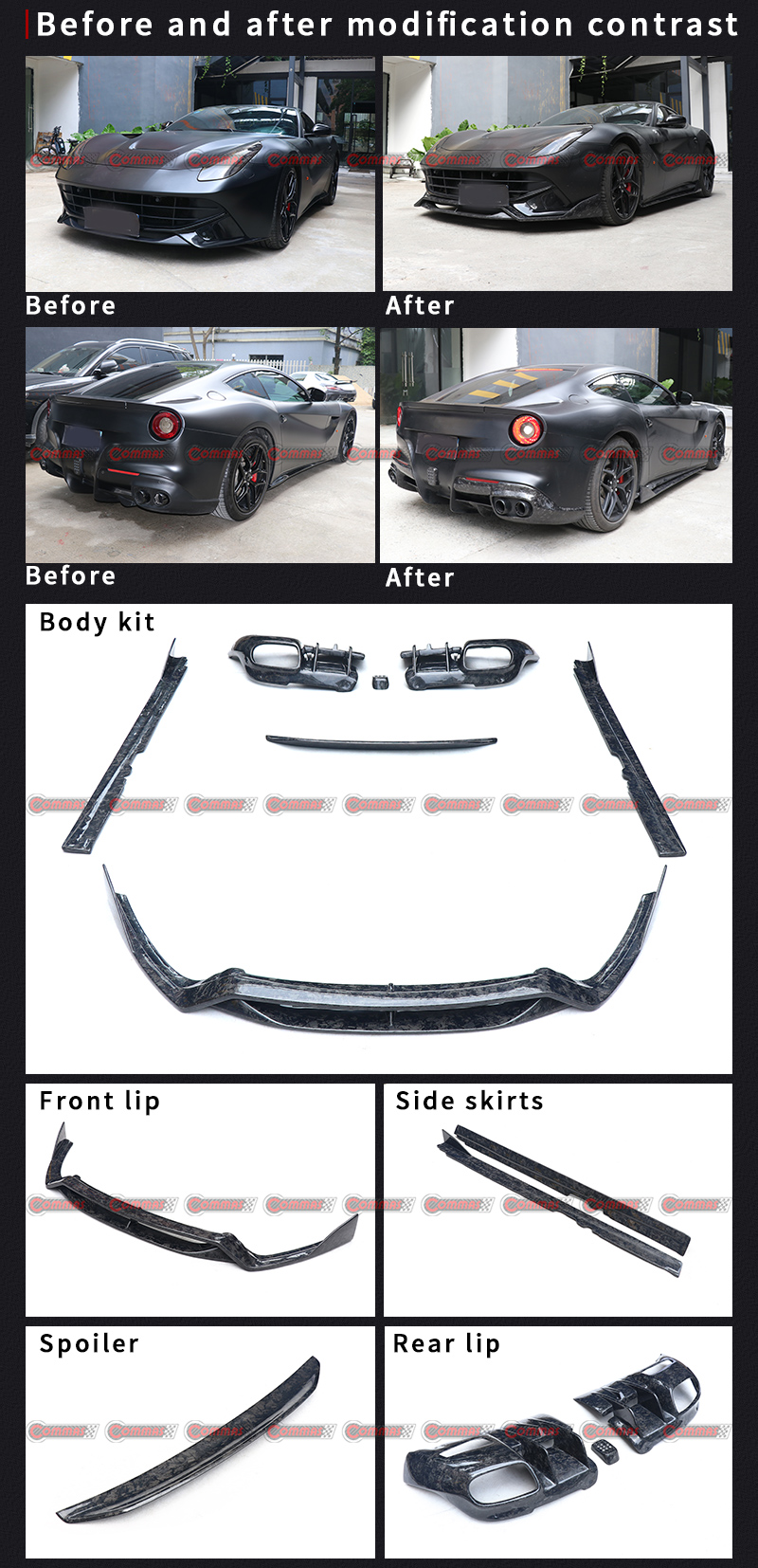 Bodykits de fibra de carbono estilo DMC para Ferrari F12