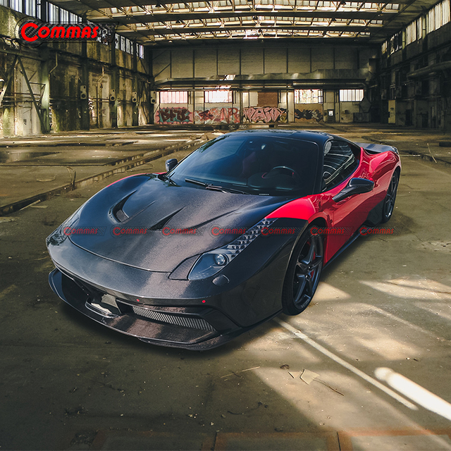 Tampa do motor em fibra de carbono estilo Black Sails para Ferrari 458