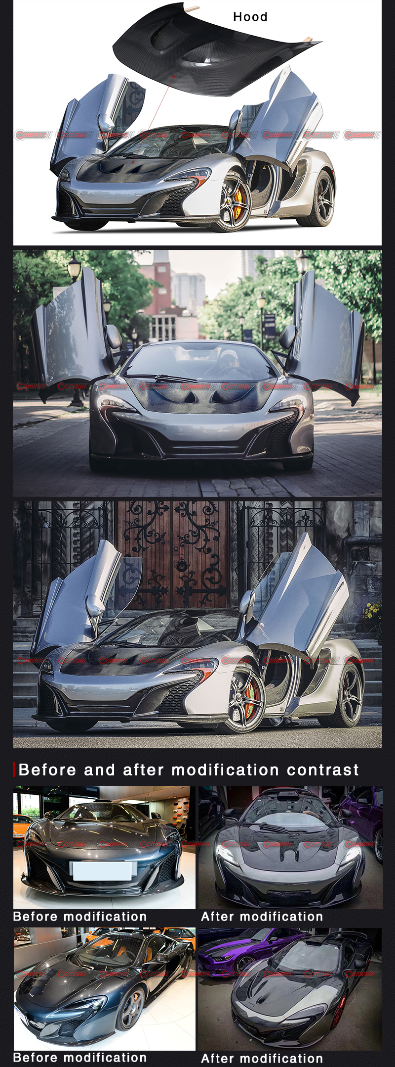 tampa do motor estilo mclaren 650s p1