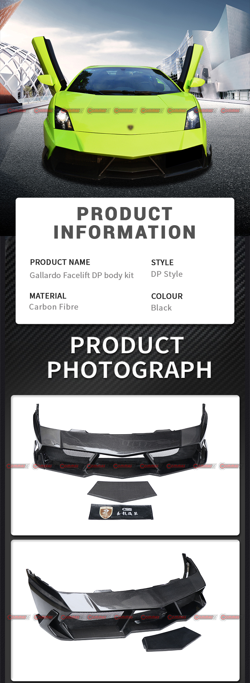 kit de carroceria estilo lambroghini gallardo darwinpro