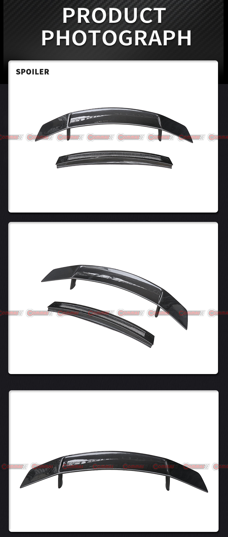 Asa traseira de fibra de carbono seca Audi R8