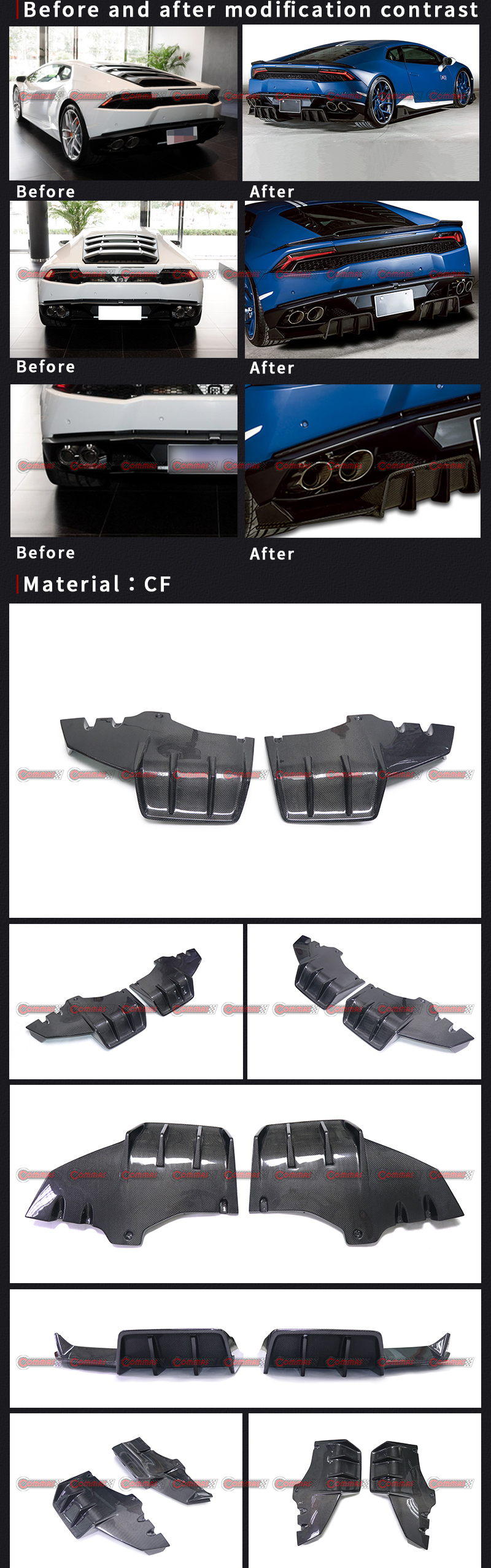 p&aacute;ra-choque traseiro rowen para lambroghini huracan