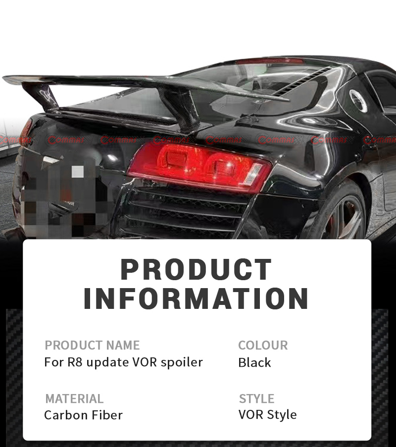 Asa traseira de fibra de carbono seca Audi R8